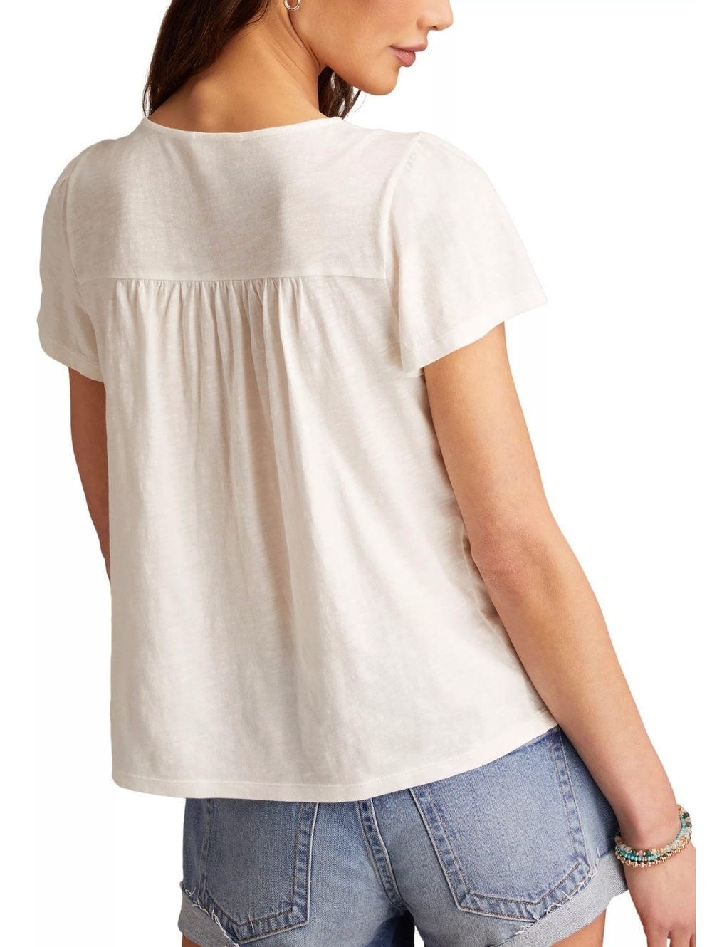 Lucky Brand White Crochet Square Neck Boho Top Size XL - Picture 2 of 6